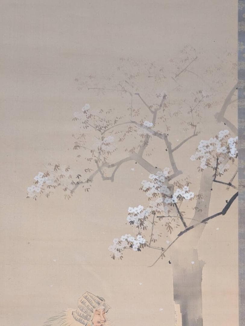 Matsumoto Fuko Hanging Scroll Samurai Under Cherry Blossoms Nihonga Painting