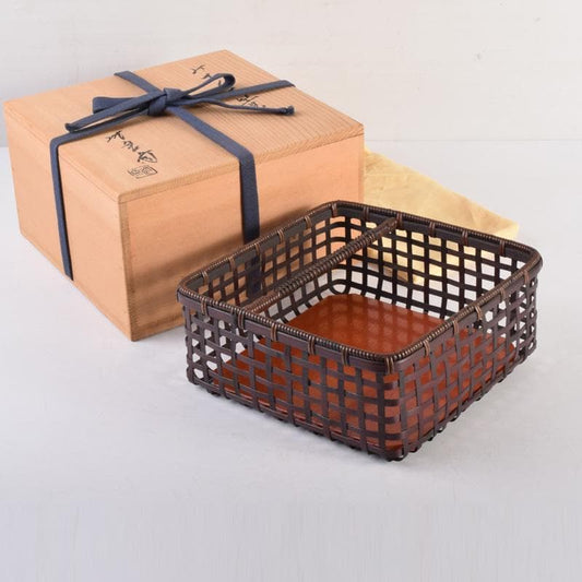 Ando Chikuryosai Bamboo Michikusa Basket with Tomobako Wood Box