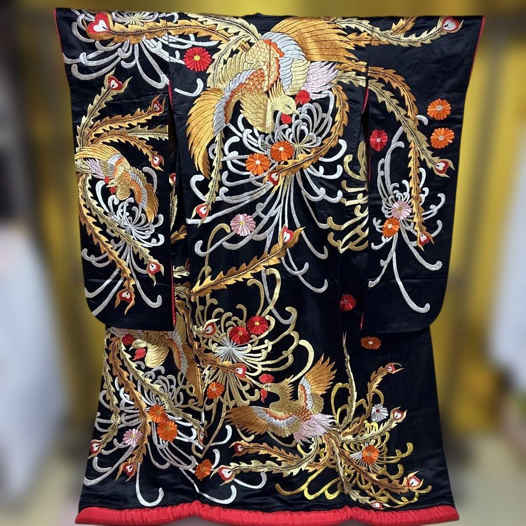 Uchikake Wedding Kimono Color Uchikake Silk Donsu Embroidery Black Ground