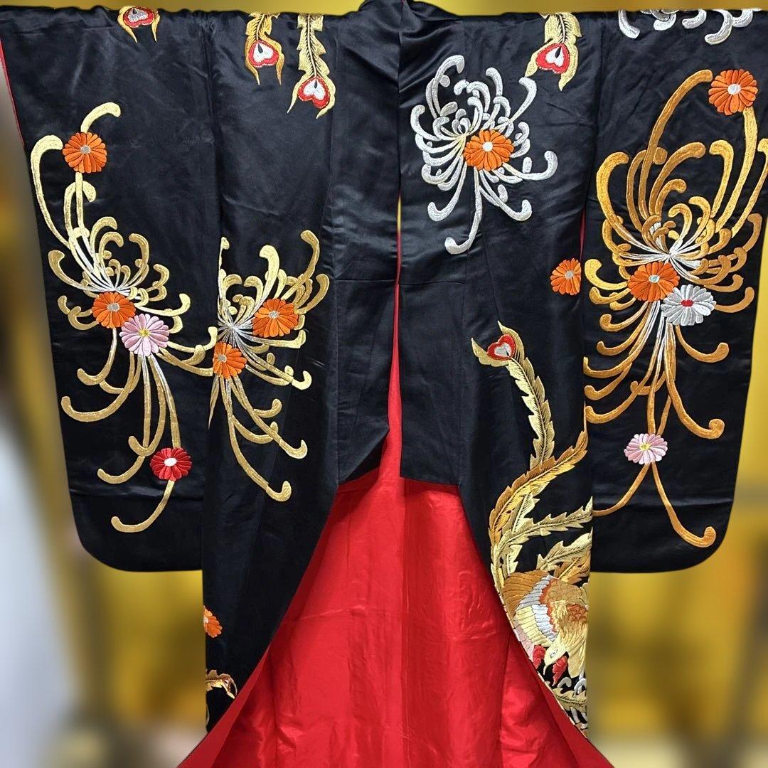 Uchikake Wedding Kimono Color Uchikake Silk Donsu Embroidery Black Ground