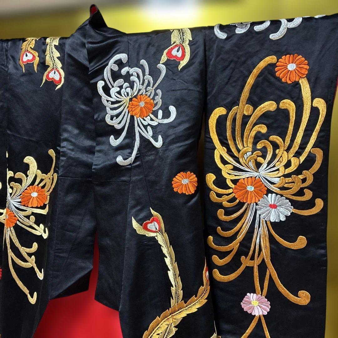 Uchikake Wedding Kimono Color Uchikake Silk Donsu Embroidery Black Ground