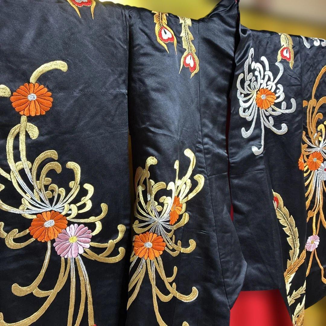 Uchikake Wedding Kimono Color Uchikake Silk Donsu Embroidery Black Ground