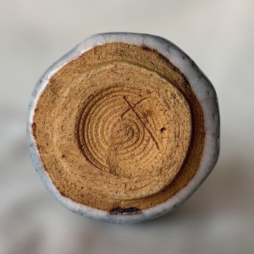 Nezumi Shino Guinomi Sake Cup by Sato Jyuzo with Signed Wooden Box