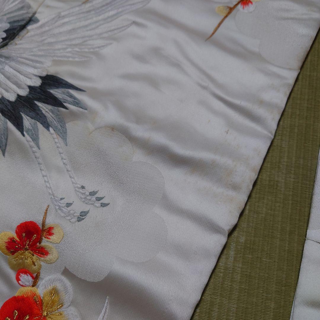 Uchikake Wedding Kimono Silk with Embroidery and Woven Design Showa Antique