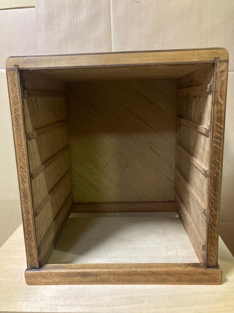 Handmade Vintage-Style Wooden Tabletop Chest 5 Small Drawers Oil-Finished Brass Pulls