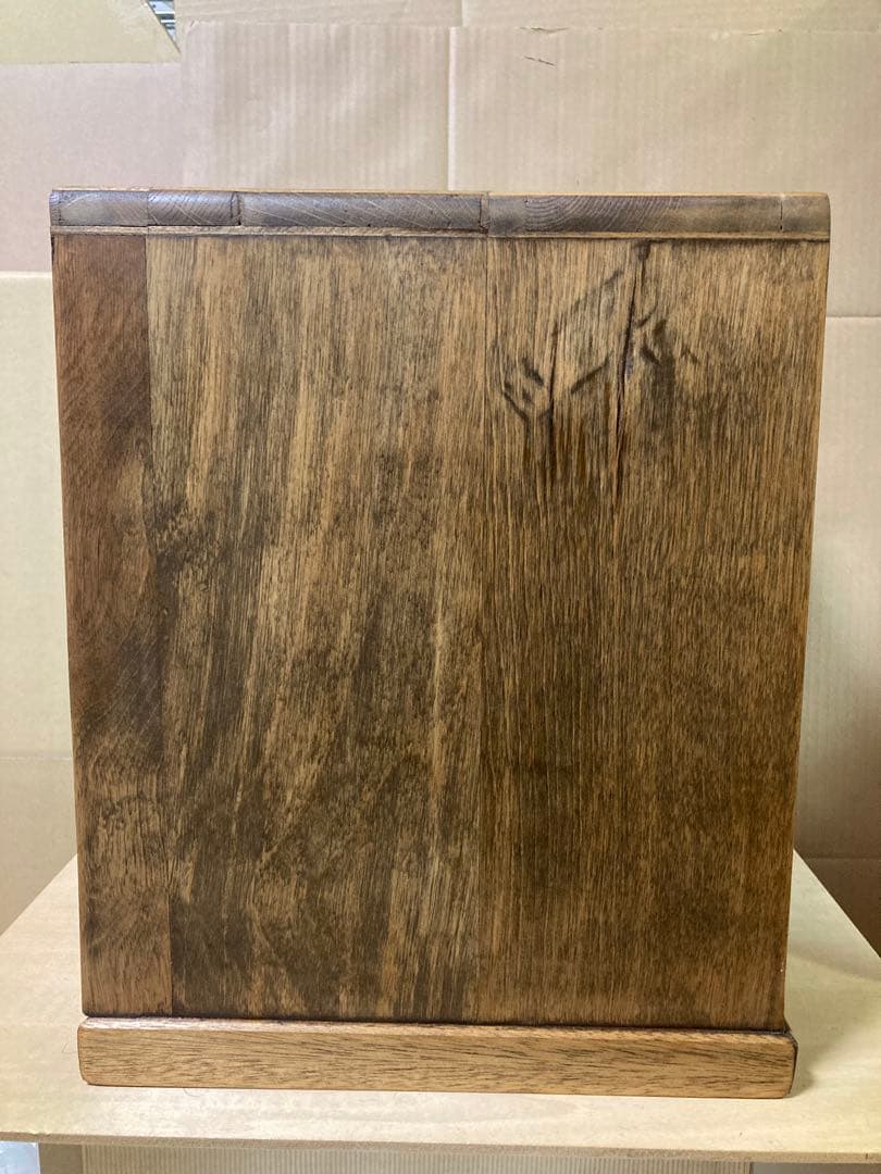 Handmade Vintage-Style Wooden Tabletop Chest 5 Small Drawers Oil-Finished Brass Pulls