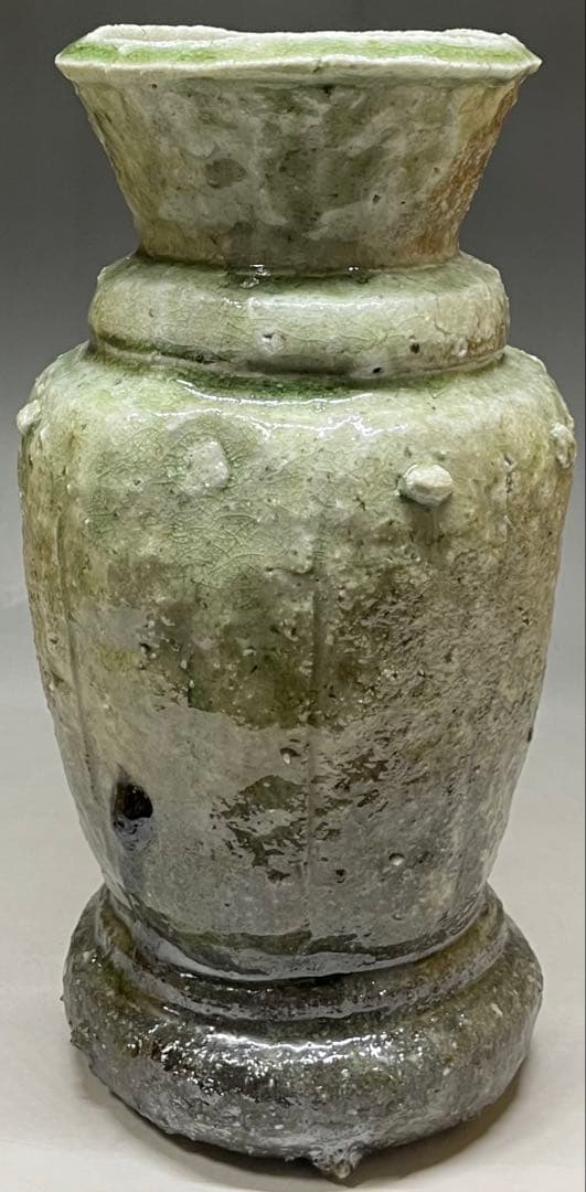 Okuda Eizan Vase Hanaire Shigaraki Ware with Wood Box and Cloth