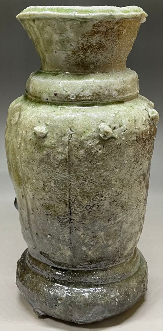Okuda Eizan Vase Hanaire Shigaraki Ware with Wood Box and Cloth