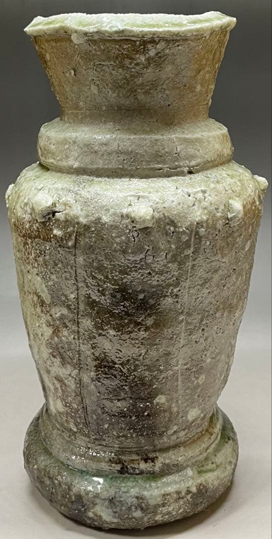 Okuda Eizan Vase Hanaire Shigaraki Ware with Wood Box and Cloth