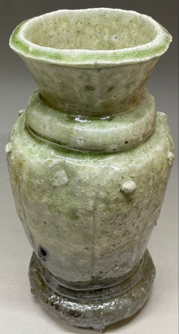 Okuda Eizan Vase Hanaire Shigaraki Ware with Wood Box and Cloth
