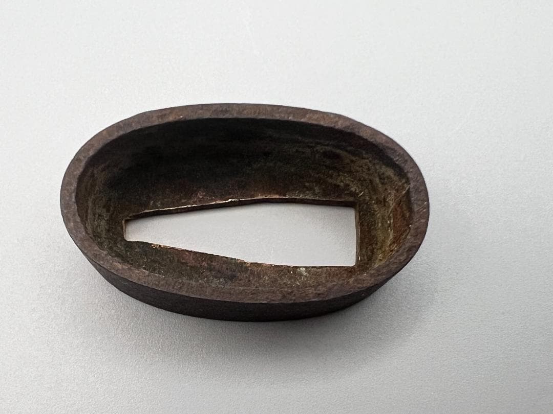 Edo-Meiji Iron Fuchigashira Set Sanbonsuji Hand-Carved Sword Fittings with Box