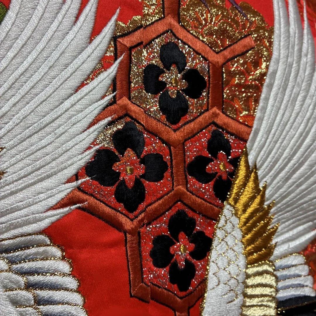 Iro-uchikake Uchikake Wedding Kimono Silk Donsu with Embroidered Pine and Crane