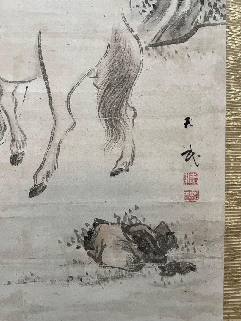 Pair of Hanging Scrolls Chinese Figures Hand-Painted on Paper with Box