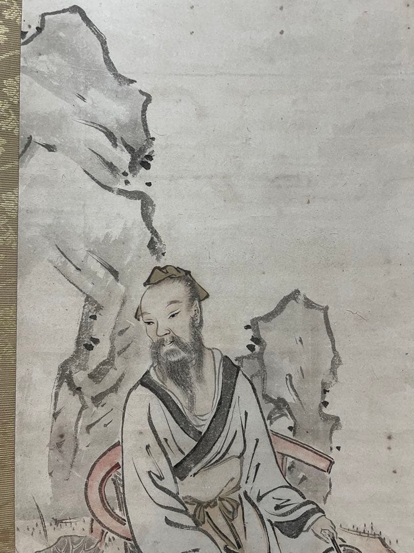 Pair of Hanging Scrolls Chinese Figures Hand-Painted on Paper with Box