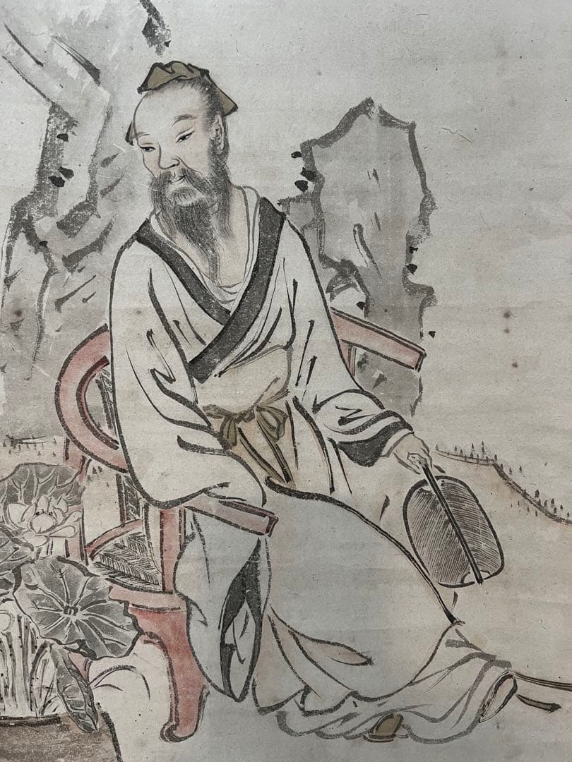 Pair of Hanging Scrolls Chinese Figures Hand-Painted on Paper with Box