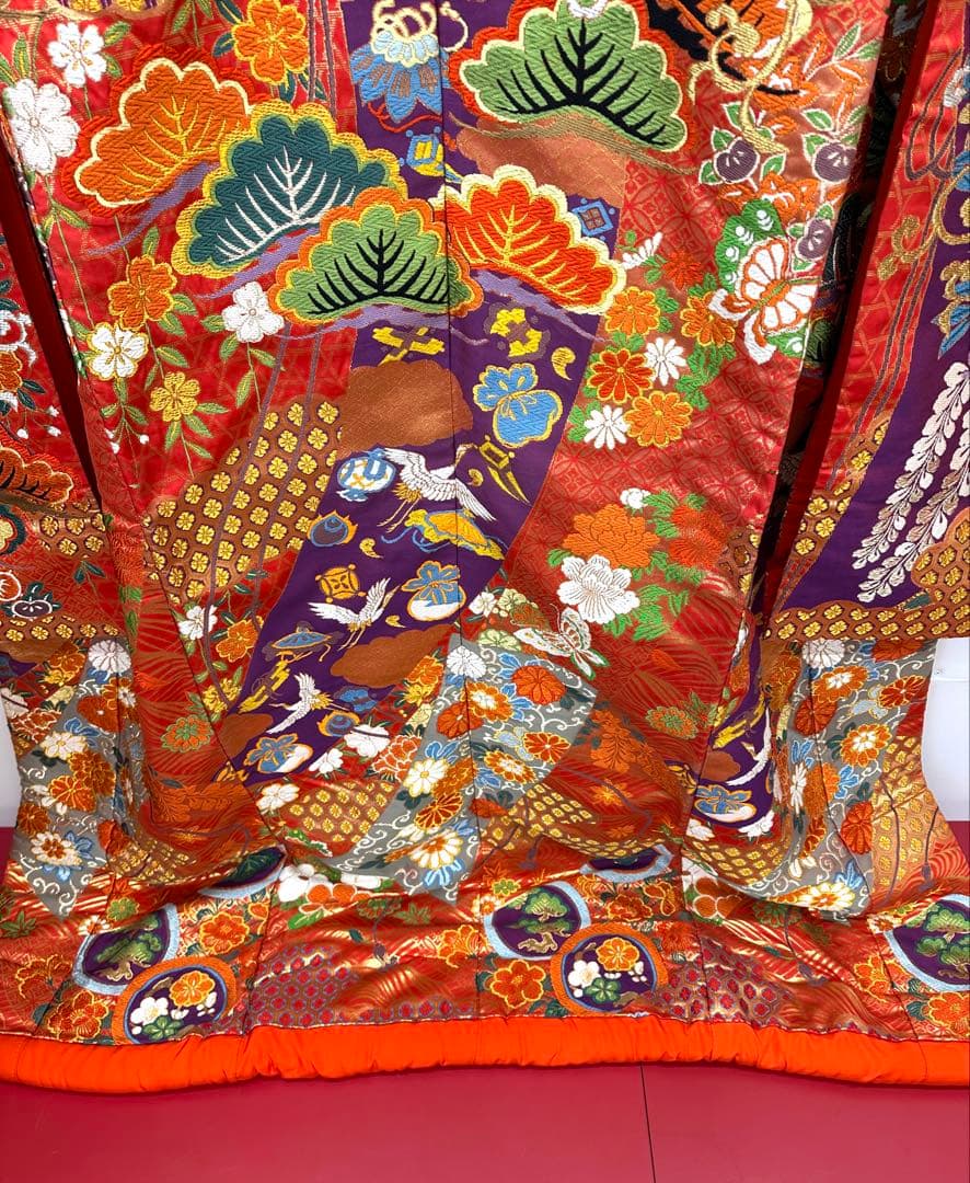 Iro-Uchikake Japanese Wedding Kimono Robe Karaori Phoenix Design Used