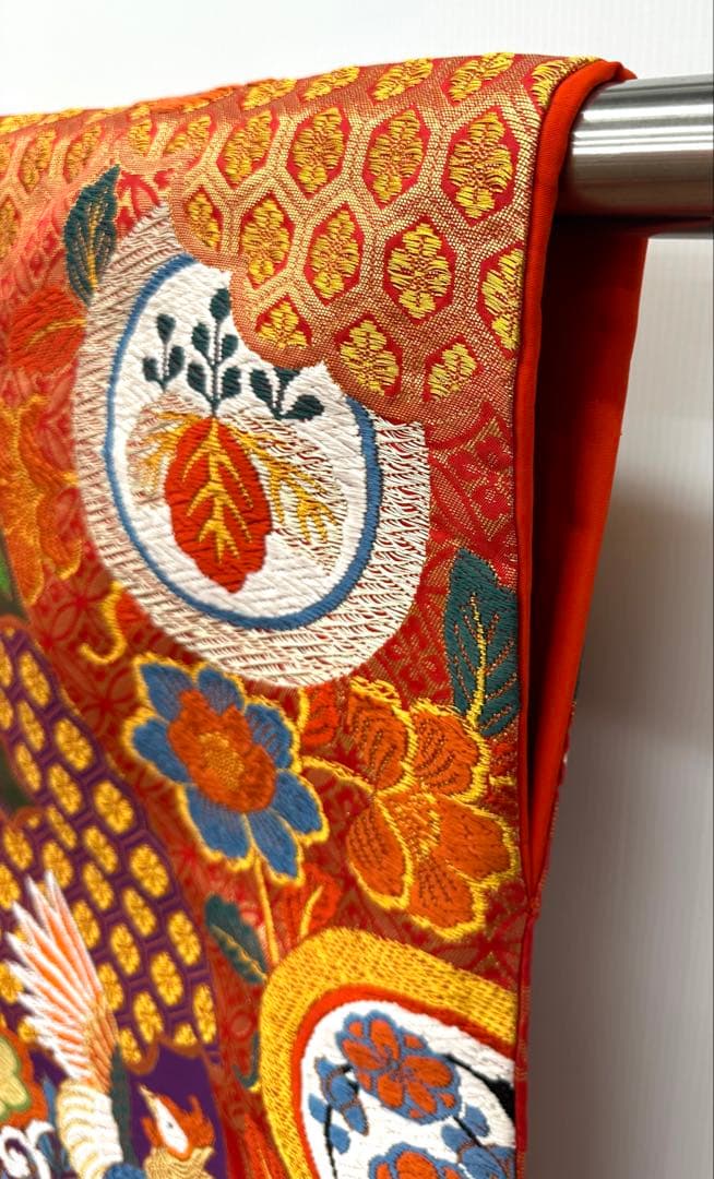 Iro-Uchikake Japanese Wedding Kimono Robe Karaori Phoenix Design Used