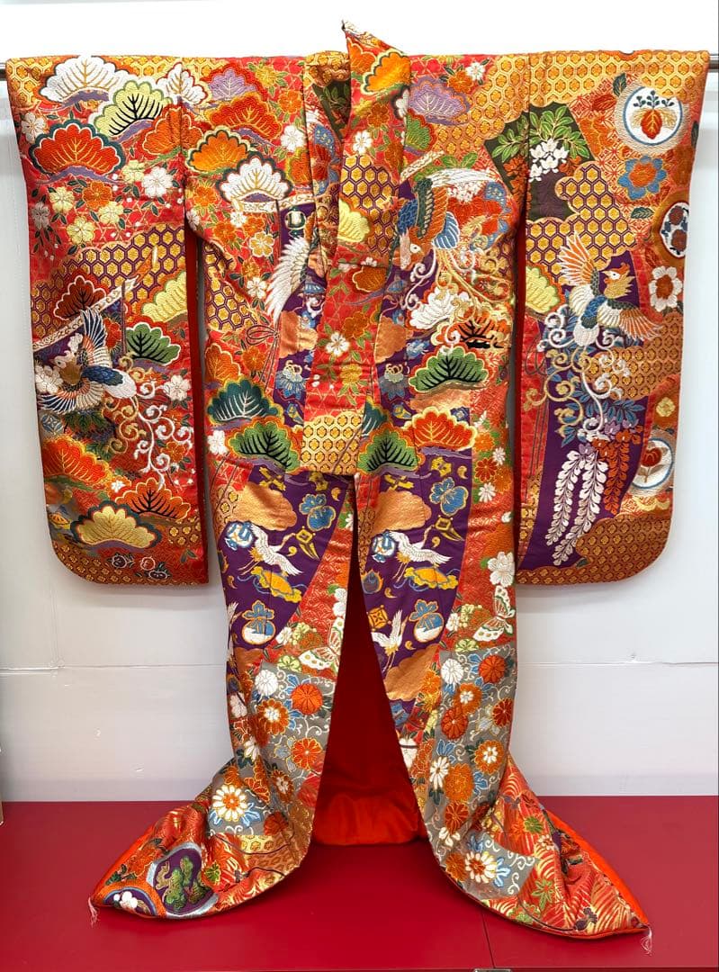 Iro-Uchikake Japanese Wedding Kimono Robe Karaori Phoenix Design Used