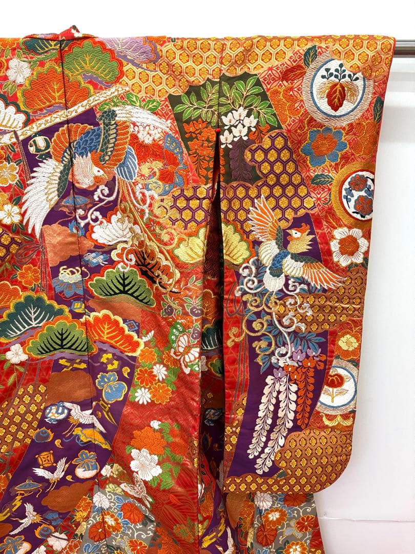 Iro-Uchikake Japanese Wedding Kimono Robe Karaori Phoenix Design Used