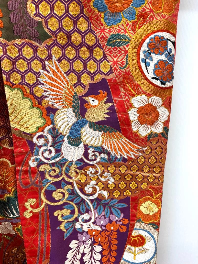 Iro-Uchikake Japanese Wedding Kimono Robe Karaori Phoenix Design Used