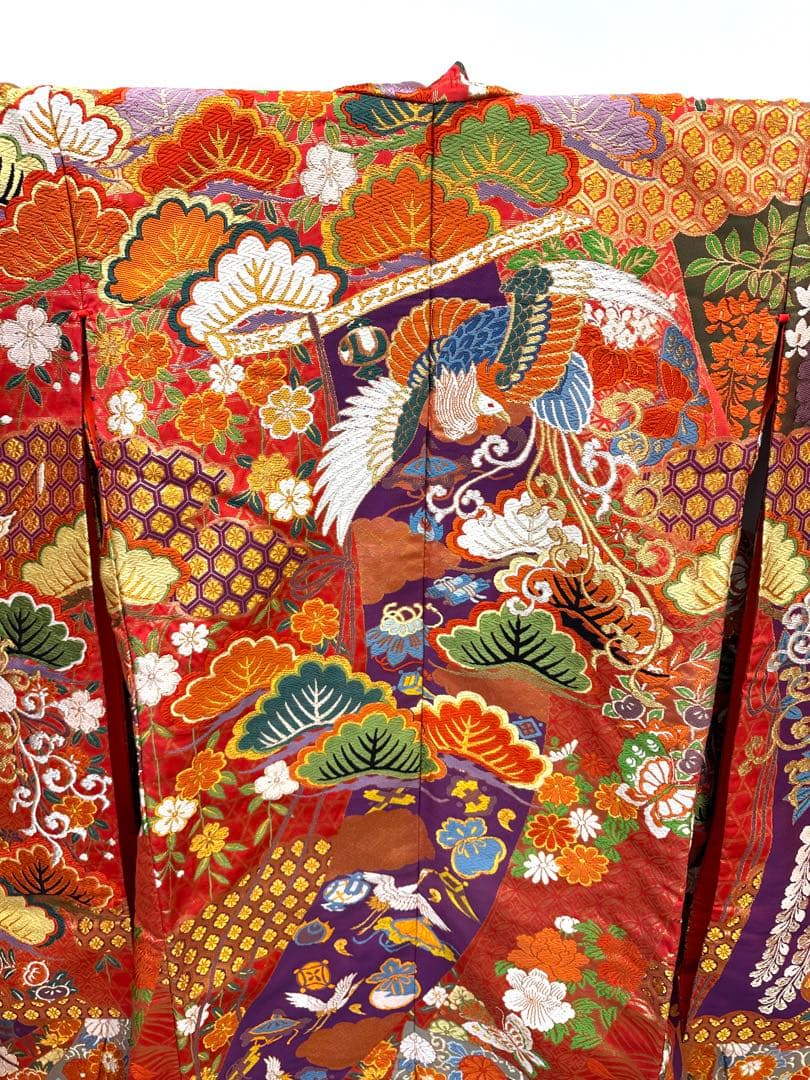 Iro-Uchikake Japanese Wedding Kimono Robe Karaori Phoenix Design Used