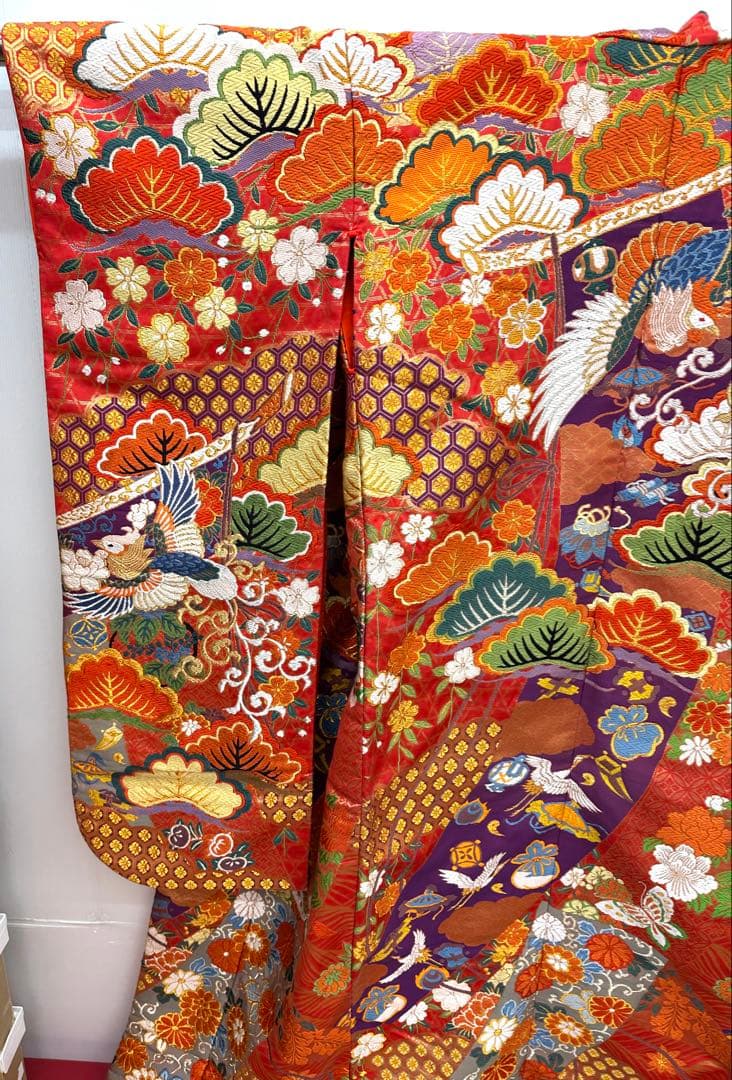 Iro-Uchikake Japanese Wedding Kimono Robe Karaori Phoenix Design Used