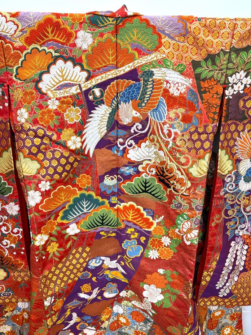 Iro-Uchikake Japanese Wedding Kimono Robe Karaori Phoenix Design Used