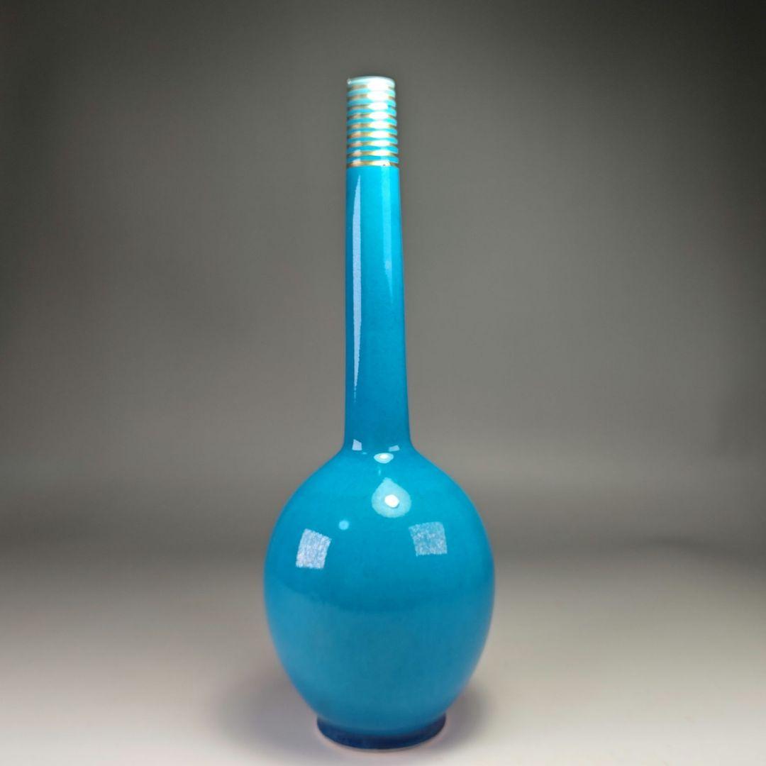 Nakamura Suiran Kiln Crane-Neck Flower Vase Asagi Kochi Tea Ceremony, Tomobako