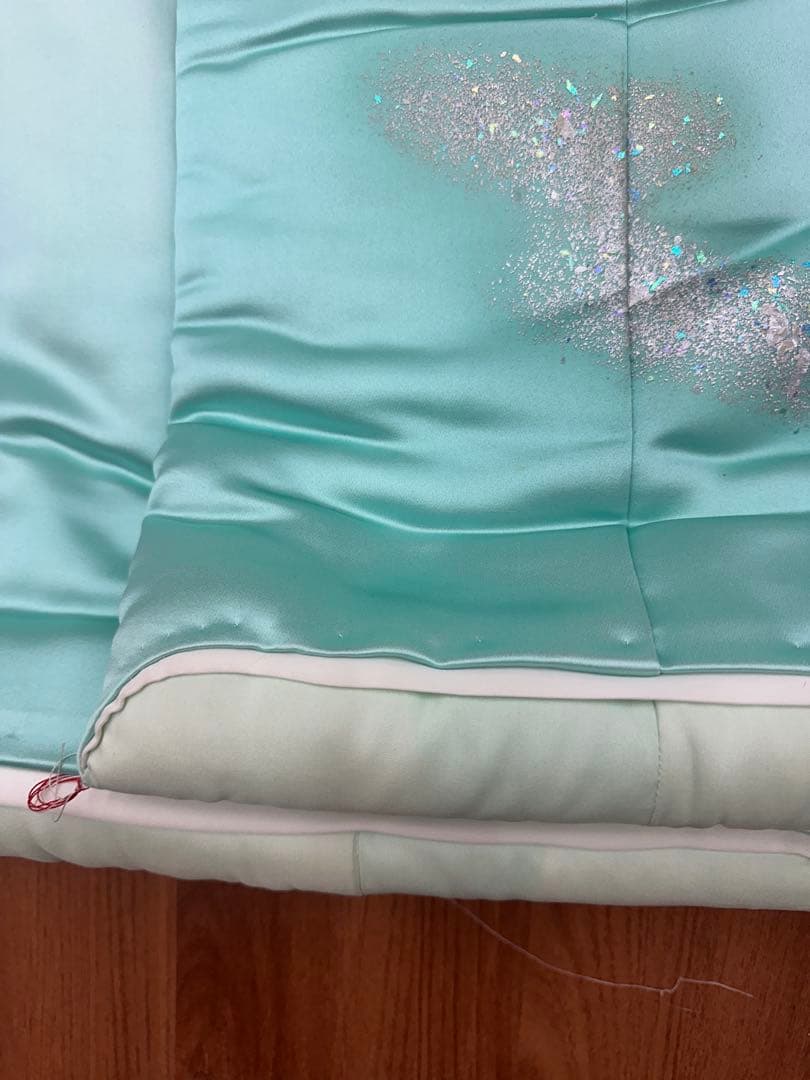 Vintage Silk Uchikake Wedding Kimono, White and Green, Simple Design