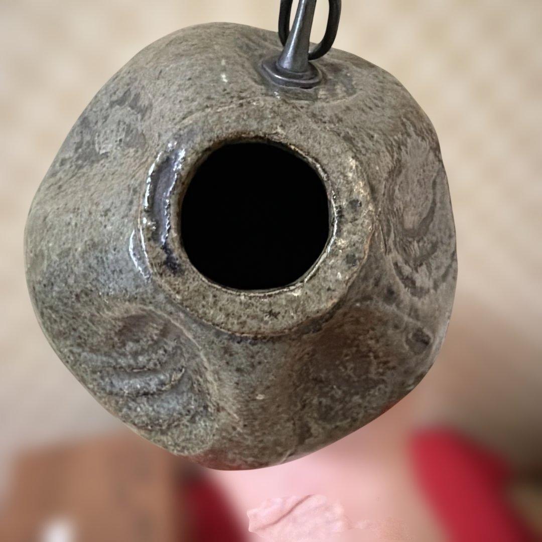 Bunka 3 (1806) Inscribed Antique Hanging Flower Vase Uzukumaru Kakehanaire Ceramic with Tomobako