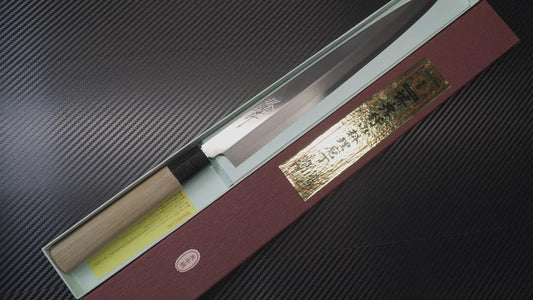 Sakai Takayuki Yanagiba Sashimi Knife Shobu Kasumi-togi Buffalo Handle 300 mm
