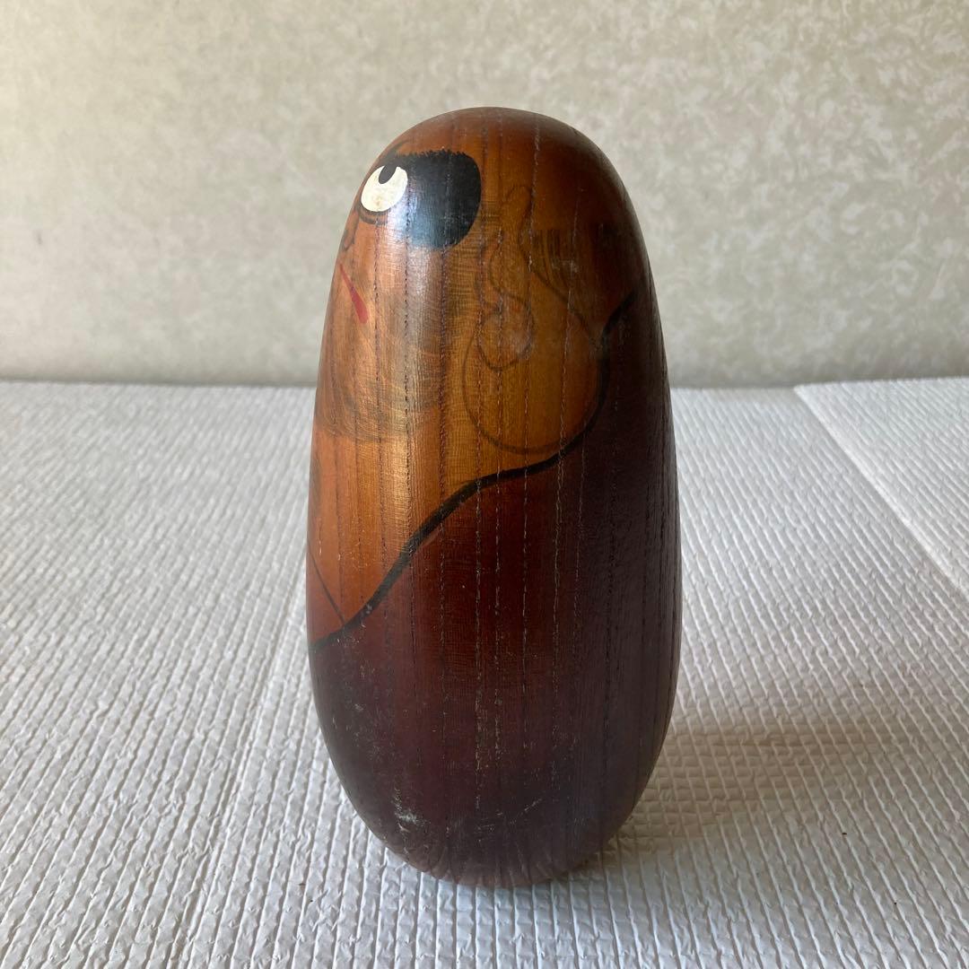 Daruma Daishi Kokeshi Wooden Folk Craft Figures Set of 2 Showa Vintage