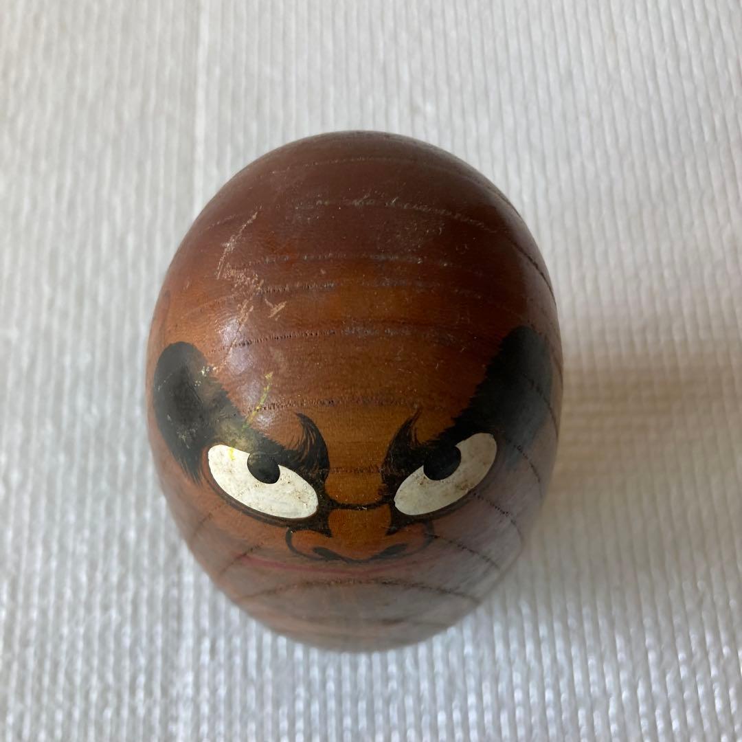 Daruma Daishi Kokeshi Wooden Folk Craft Figures Set of 2 Showa Vintage