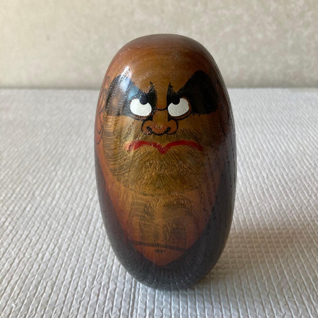 Daruma Daishi Kokeshi Wooden Folk Craft Figures Set of 2 Showa Vintage