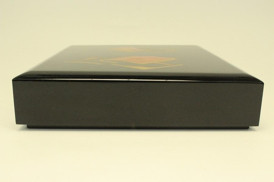 Japanese Maki-e Lacquer Square Lidded Box Bunko Document Case Near Unused 25.8 cm x 29.8 cm