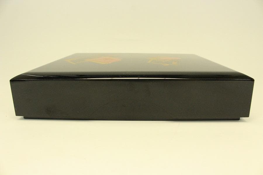 Japanese Maki-e Lacquer Square Lidded Box Bunko Document Case Near Unused 25.8 cm x 29.8 cm