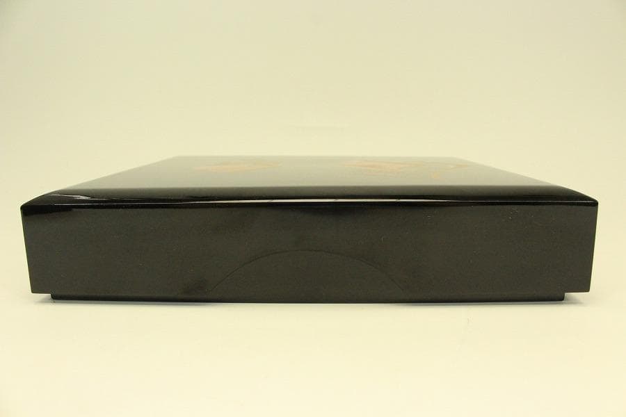 Japanese Maki-e Lacquer Square Lidded Box Bunko Document Case Near Unused 25.8 cm x 29.8 cm
