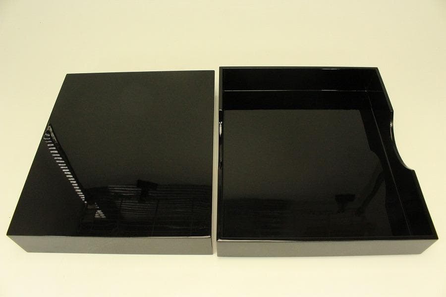 Japanese Maki-e Lacquer Square Lidded Box Bunko Document Case Near Unused 25.8 cm x 29.8 cm