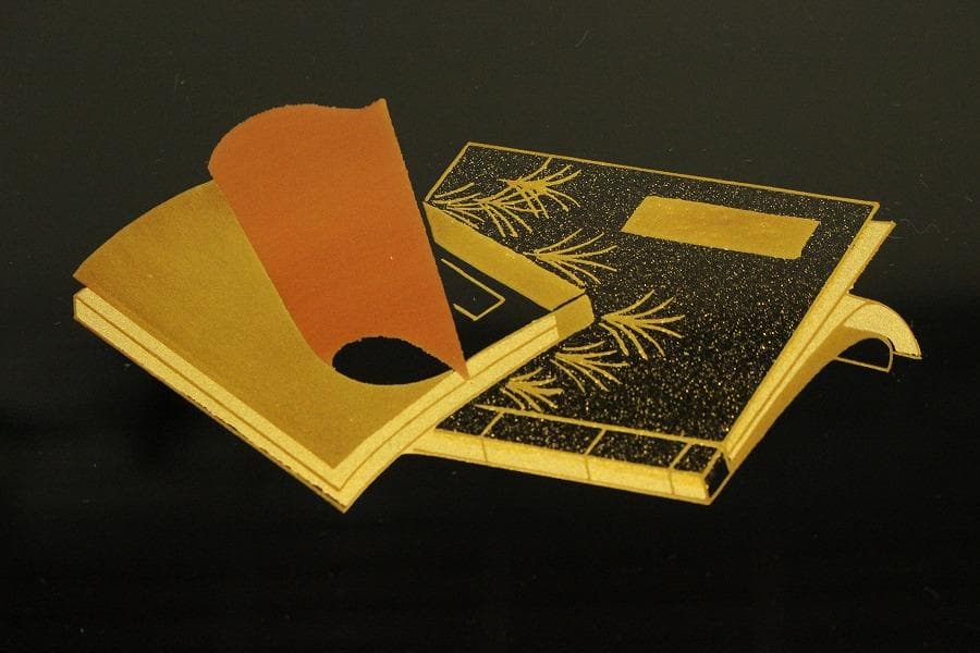 Japanese Maki-e Lacquer Square Lidded Box Bunko Document Case Near Unused 25.8 cm x 29.8 cm
