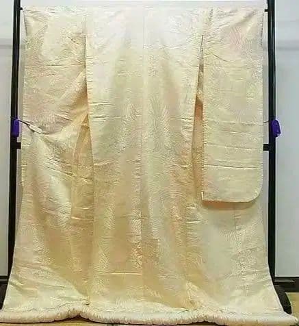 Shiromuku Uchikake Bridal Kimono Karaori Silk Gold Lame Crane Wave Motif
