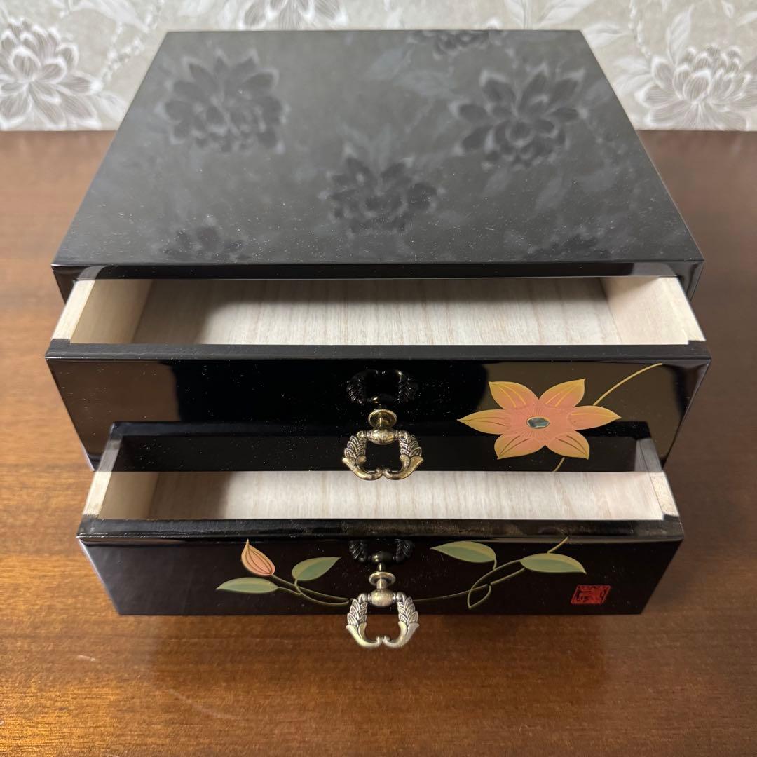 Japanese Small Wooden Chest of Drawers with Clematis Motif Hardware