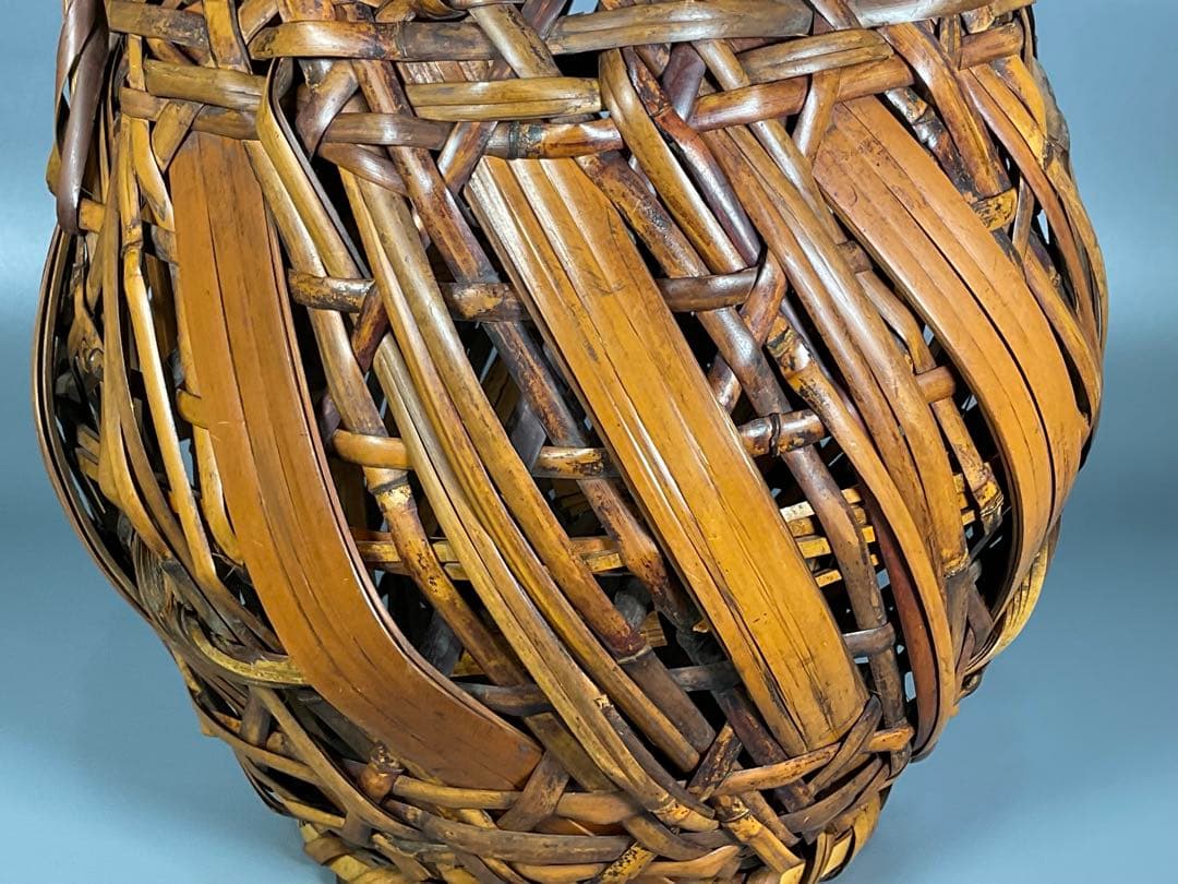 Japanese Bamboo Flower Basket Hanakago with Handle Ikebana Vessel H39cm