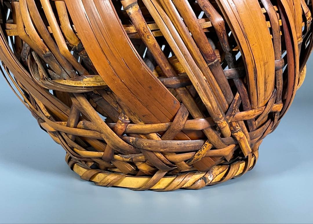Japanese Bamboo Flower Basket Hanakago with Handle Ikebana Vessel H39cm