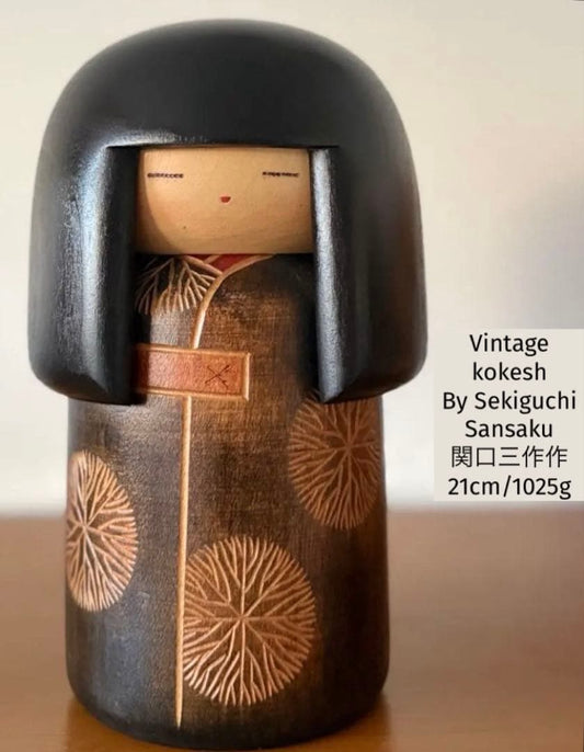 Sekiguchi Sansaku Creative Kokeshi Doll 21 cm Vintage Japanese Wooden Figure