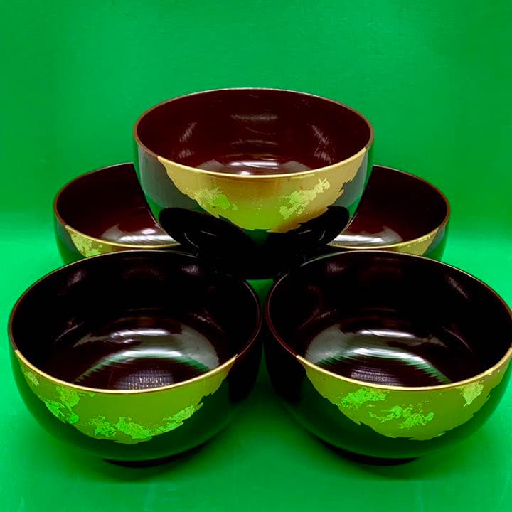 Honkin Maki-e Urushi Lacquer Soup Bowl with Unkin Cherry and Maple Design