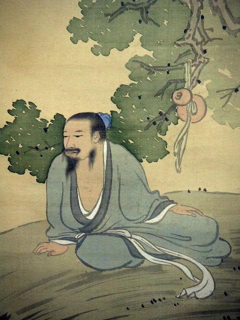 Japanese Hanging Scroll Figure Painting by Kazan Aoyama Hakusui Hand-Painted Silk