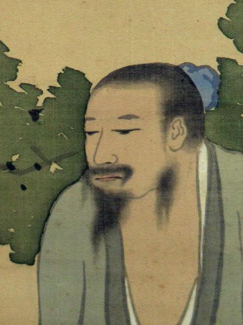 Japanese Hanging Scroll Figure Painting by Kazan Aoyama Hakusui Hand-Painted Silk