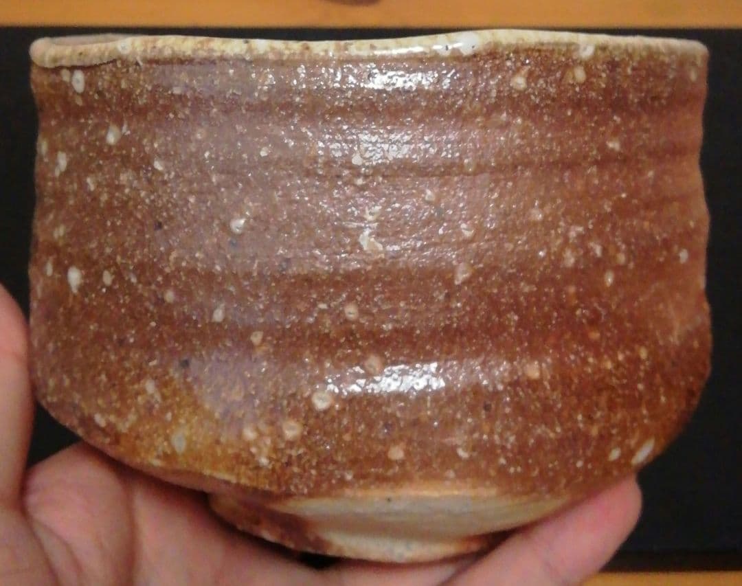 Shigaraki Ware Chawan Tea Bowl by Ueda Juho, Moe-no-Kama, with Signed Box & Cloth