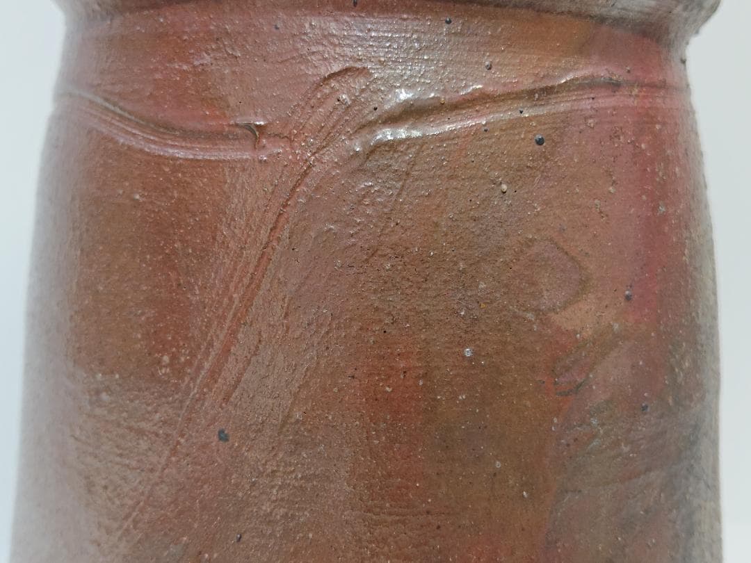 Ichino Shinsui Tamba Ware Kinuta Flower Vase Natural Ash Glaze, with Box