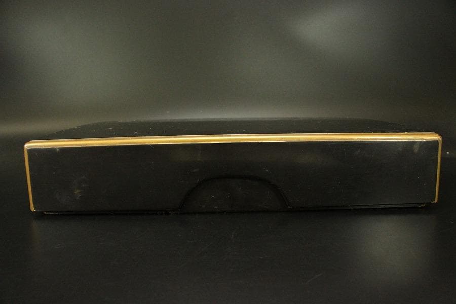 Antique Japanese Fumibako Letter Box with Phoenix Crest Yami Maki-e Lacquer